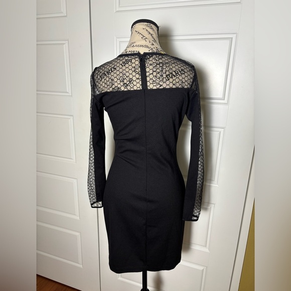 Amanda Uprichard Black Mesh Sleeve Illusion Neckline Bodycon Dress - Picture 5 of 7